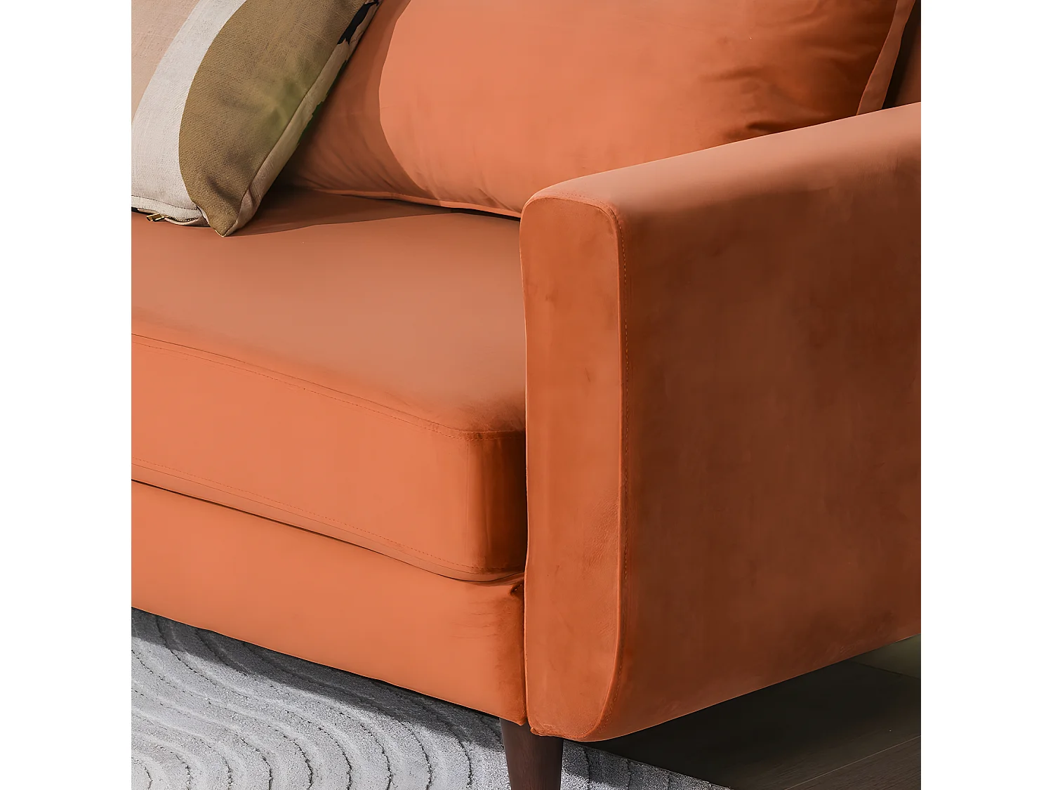 Stay - Canapé convertible 3 places en velours - Rouille