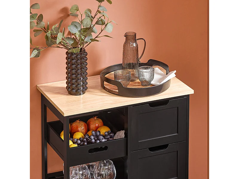 SoBuy FKW79-SCH Chariot de Service Desserte Cuisine à roulettes Table Rangement