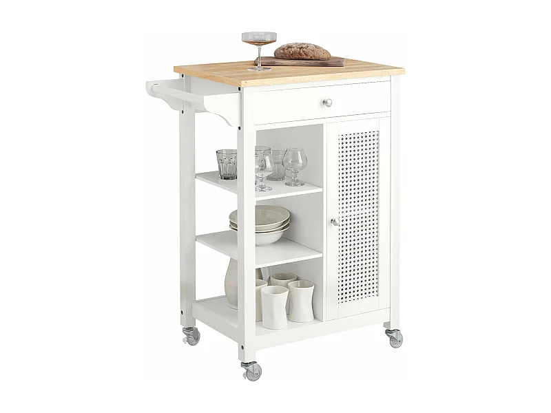 SoBuy FKW46-II-WN Desserte roulante Chariot de Service Chariot de Cuisine Meuble de Rangement avec Aspect Grillagé