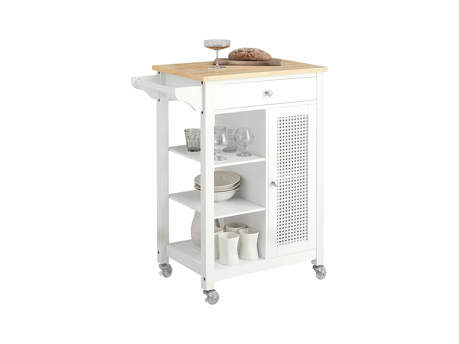 SoBuy FKW46-II-WN Desserte roulante Chariot de Service Chariot de Cuisine Meuble de Rangement avec Aspect Grillagé