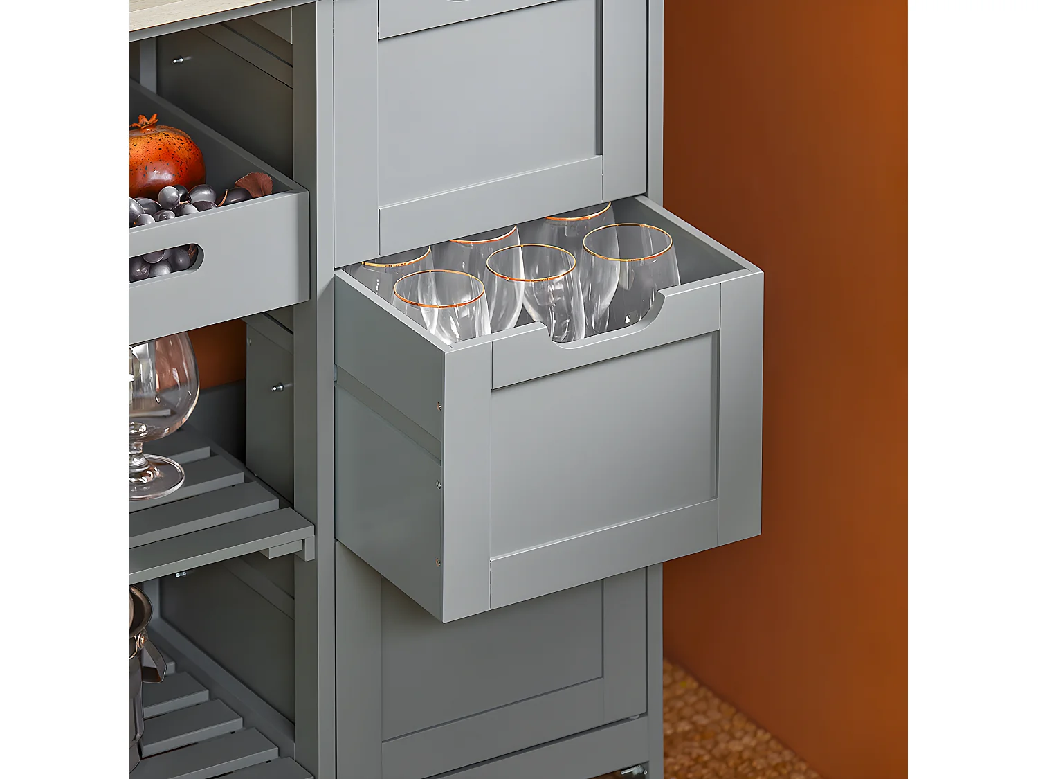 SoBuy armário de cozinha, carrinho de cozinha, carrinho de cozinha com rodas FKW79-HG