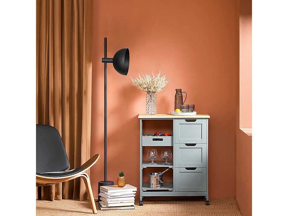 SoBuy FKW79-HG Serveerwagen Keukentrolley op Wielen Roltafel Opbergmeubel voor Keuken en Woonkamer L67Xp37xH84,5cm