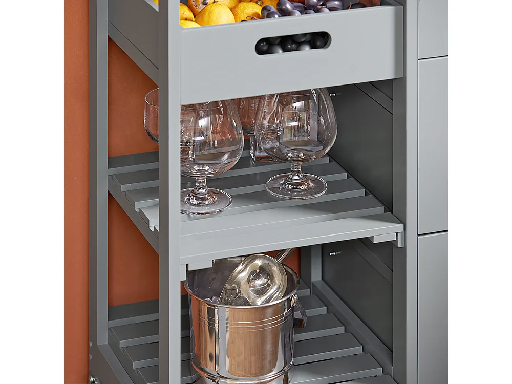 SoBuy FKW79-HG Serveerwagen Keukentrolley op Wielen Roltafel Opbergmeubel voor Keuken en Woonkamer L67Xp37xH84,5cm