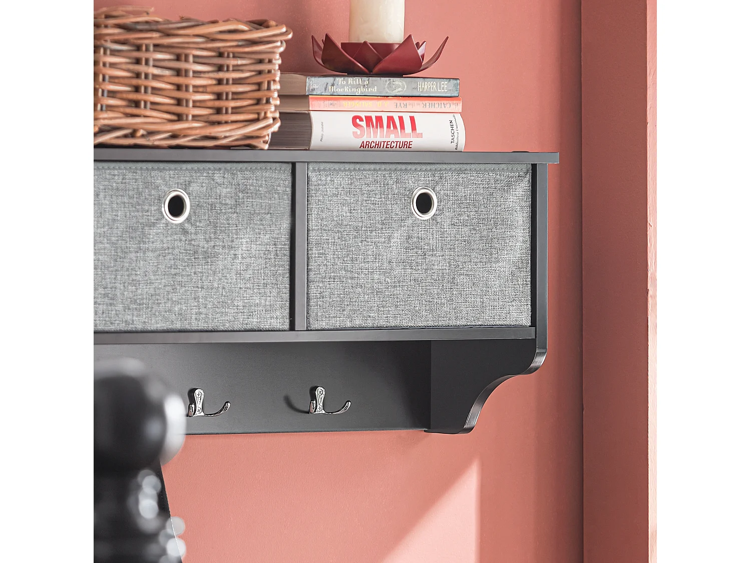 SoBuy FRG282-SCH Portemanteau Mural Étagère 3 Tiroirs Meuble d’entrée Penderie mural Noir