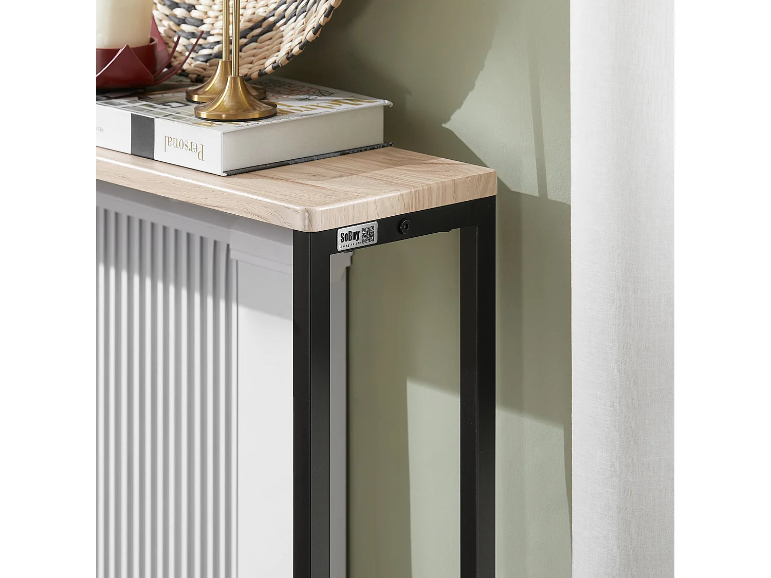 SoBuy Consoletafel Bijzettafel Bijzettafel Haltafelframe en 4 ijzeren poten - L120cm x D20cm x H80cm, FSB19-XL-Z