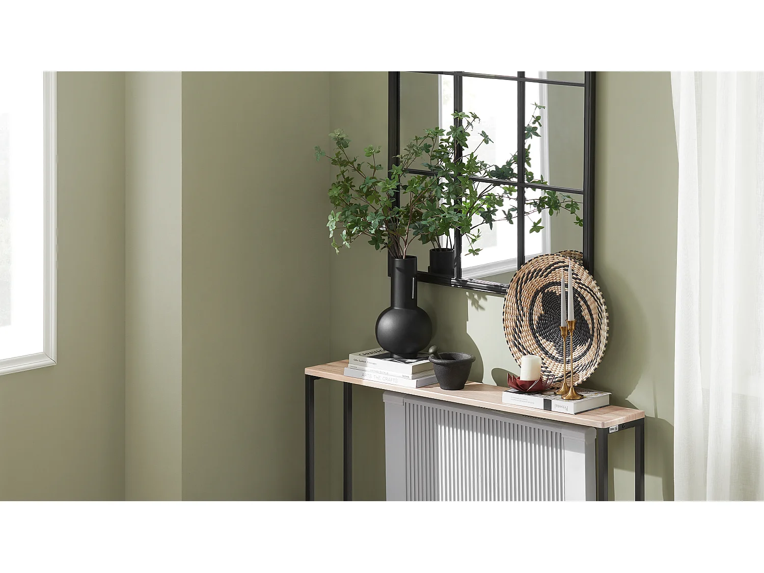 SoBuy Consoletafel Bijzettafel Bijzettafel Haltafelframe en 4 ijzeren poten - L120cm x D20cm x H80cm, FSB19-XL-Z