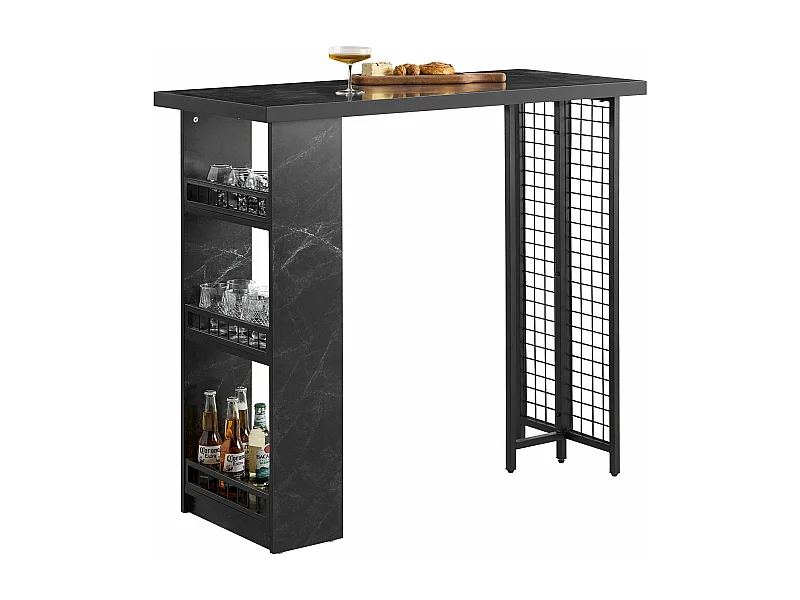 Table de Bar  avec 3 Étagères avec Surfaces de Rangement SoBuy FWT100-SCH, Table pour Cuisine, Salle à Manger et Salon, Effet Marbre Cadre en Métal