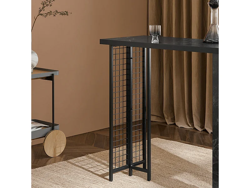 SoBuy FWT100-SCH Design Bartafel, Eettafel, Keukentafel, Bistrotafel met 3 Planken, Hoge Tafel met Houders voor Wijnglazen en Flessen