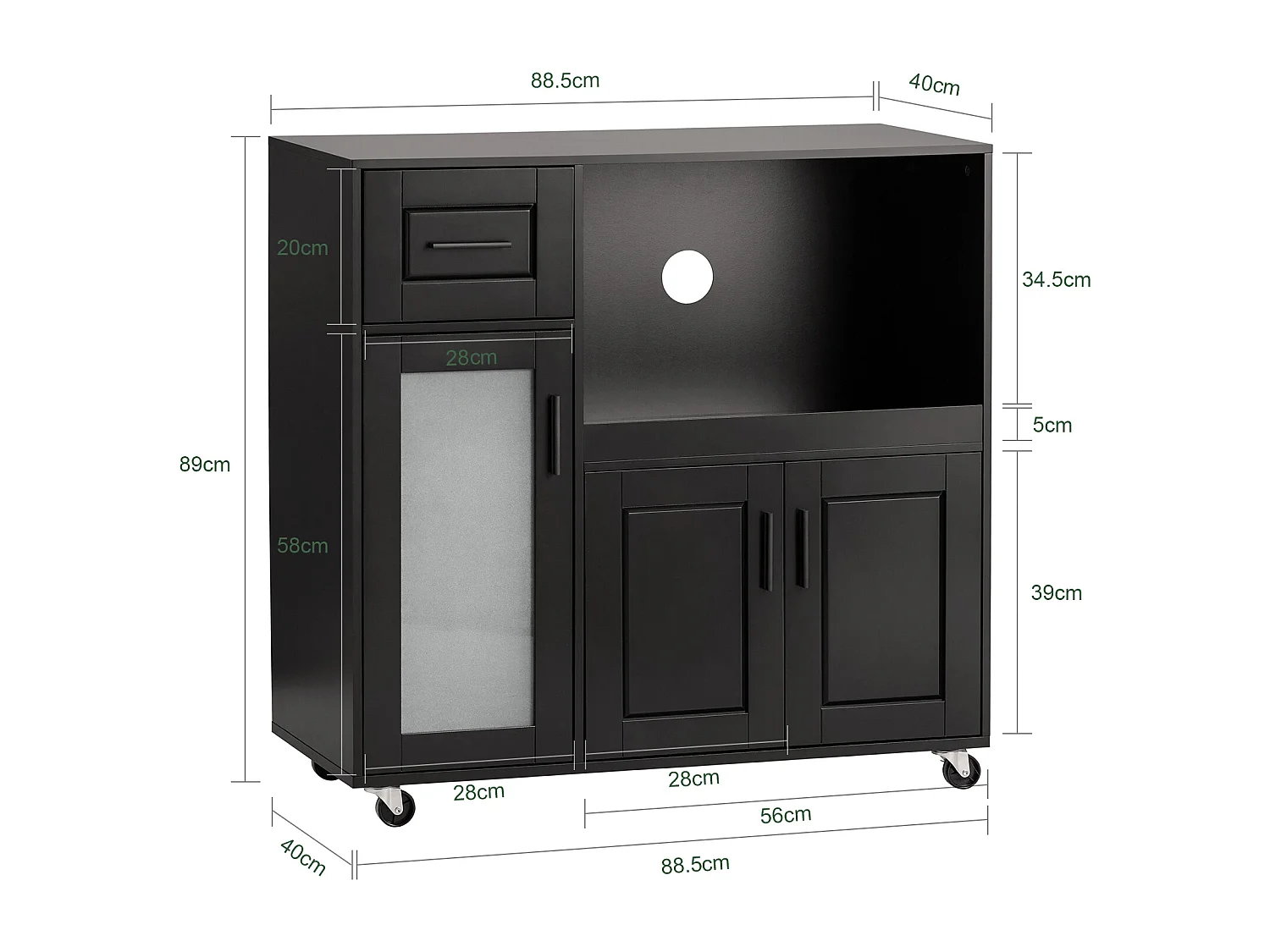Küchenschrank FSB78-SCH 40 x 89 x 89cm