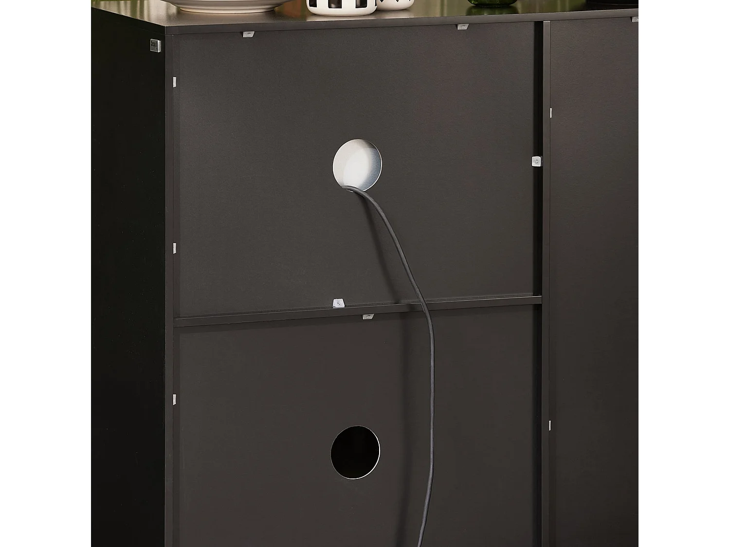 SoBuy FSB78-SCH Meuble Micro-Ondes Buffet Commode sur roulettes Armoire avec 3 Portes, 1 Tiroir, 1 Compartiment, pour Cuisine, Salle à Manger, Salon