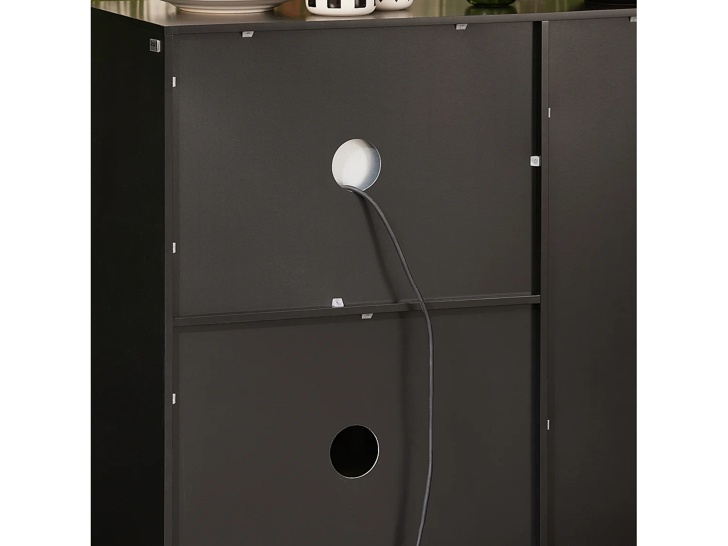 SoBuy FSB78-SCH Meuble Micro-Ondes Buffet Commode sur roulettes Armoire avec 3 Portes, 1 Tiroir, 1 Compartiment, pour Cuisine, Salle à Manger, Salon