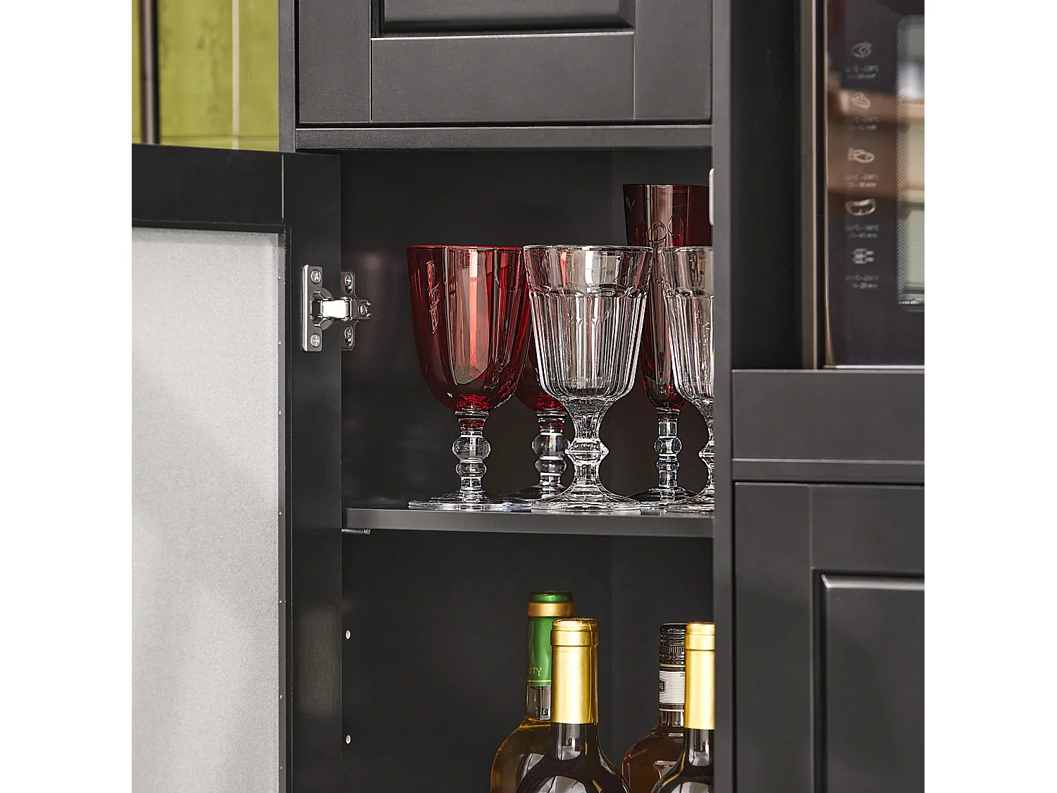 SoBuy FSB78-SCH Meuble Micro-Ondes Buffet Commode sur roulettes Armoire avec 3 Portes, 1 Tiroir, 1 Compartiment, pour Cuisine, Salle à Manger, Salon