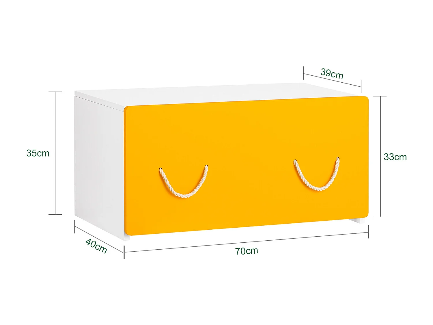 SoBuy KMB73-W Coffre à Jouets, Meuble de Rangement à Roulettes,  Bac de Rangement avec 1 Tiroir pour Chambre Enfant et Salle de Jeux, Blanc Jaune