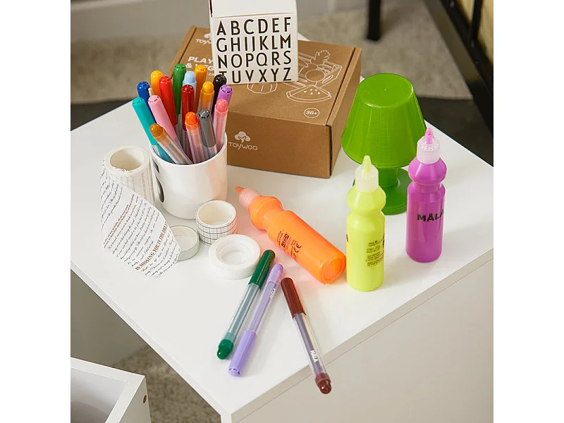 SoBuy KMB74-W Boîte de Rangement, Meuble de Rangement à roulettes, Coffre à Jouets avec 1 Tiroir pour Chambre Enfant et Salle de Jeux