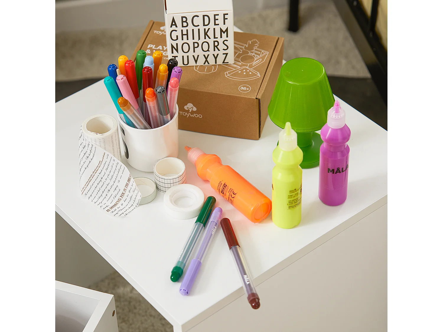 SoBuy KMB74-W Boîte de Rangement, Meuble de Rangement à roulettes, Coffre à Jouets avec 1 Tiroir pour Chambre Enfant et Salle de Jeux