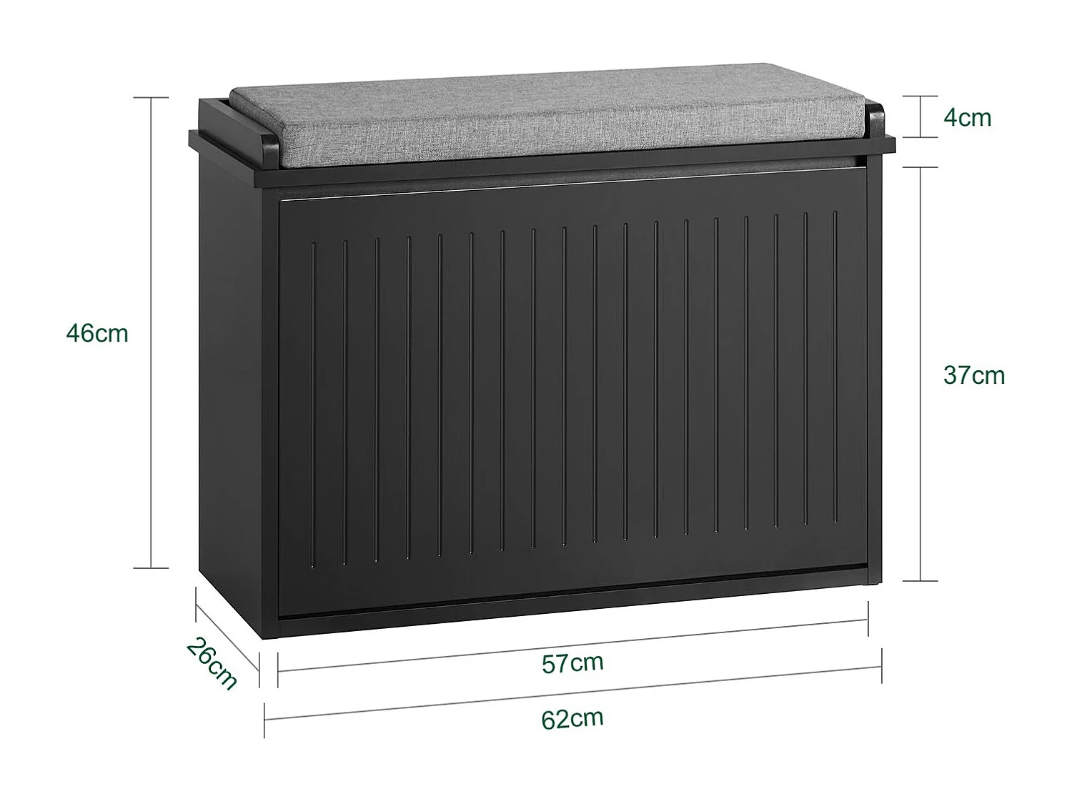 SoBuy FSR98-SCH Banc à Chaussures Meuble à Chaussures avec Assise Coussin Rembourré et Abattant Banc de Rangement à Chaussures Noir
