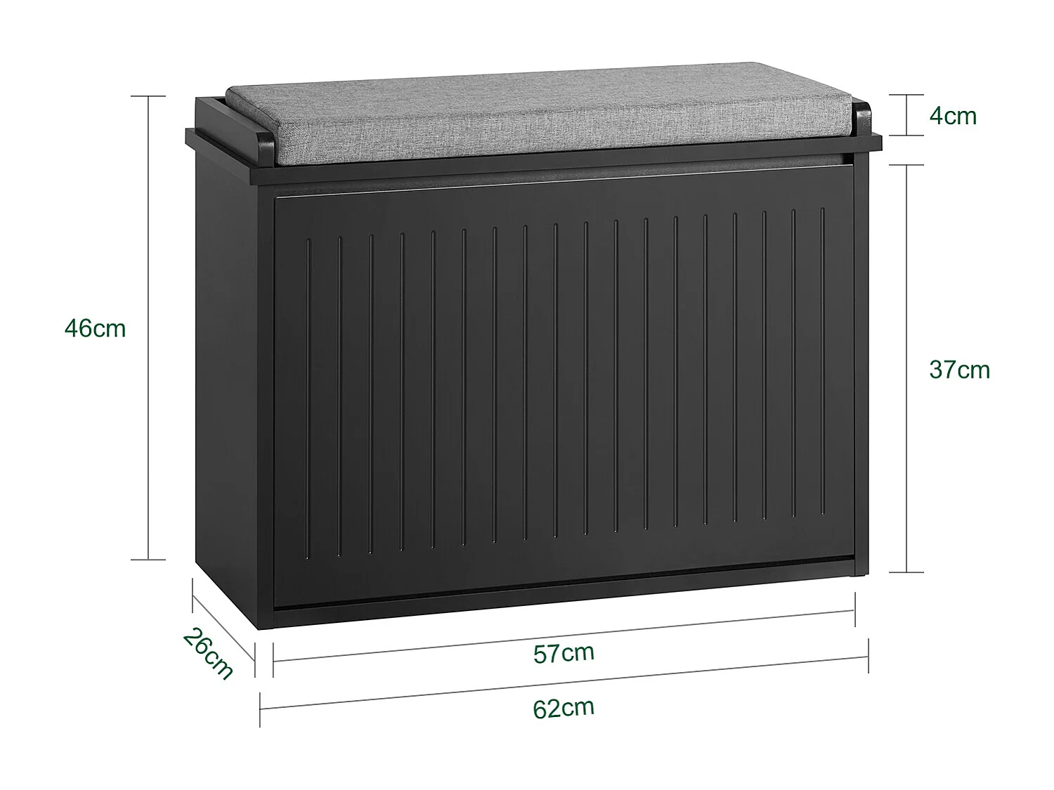 SoBuy FSR98-SCH Banc à Chaussures Meuble à Chaussures avec Assise Coussin Rembourré et Abattant Banc de Rangement à Chaussures Noir
