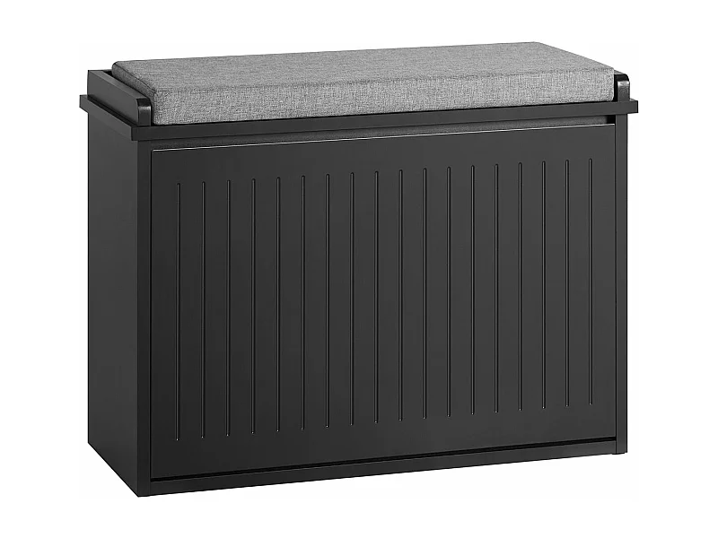SoBuy FSR98-SCH Banc à Chaussures Meuble à Chaussures avec Assise Coussin Rembourré et Abattant Banc de Rangement à Chaussures Noir