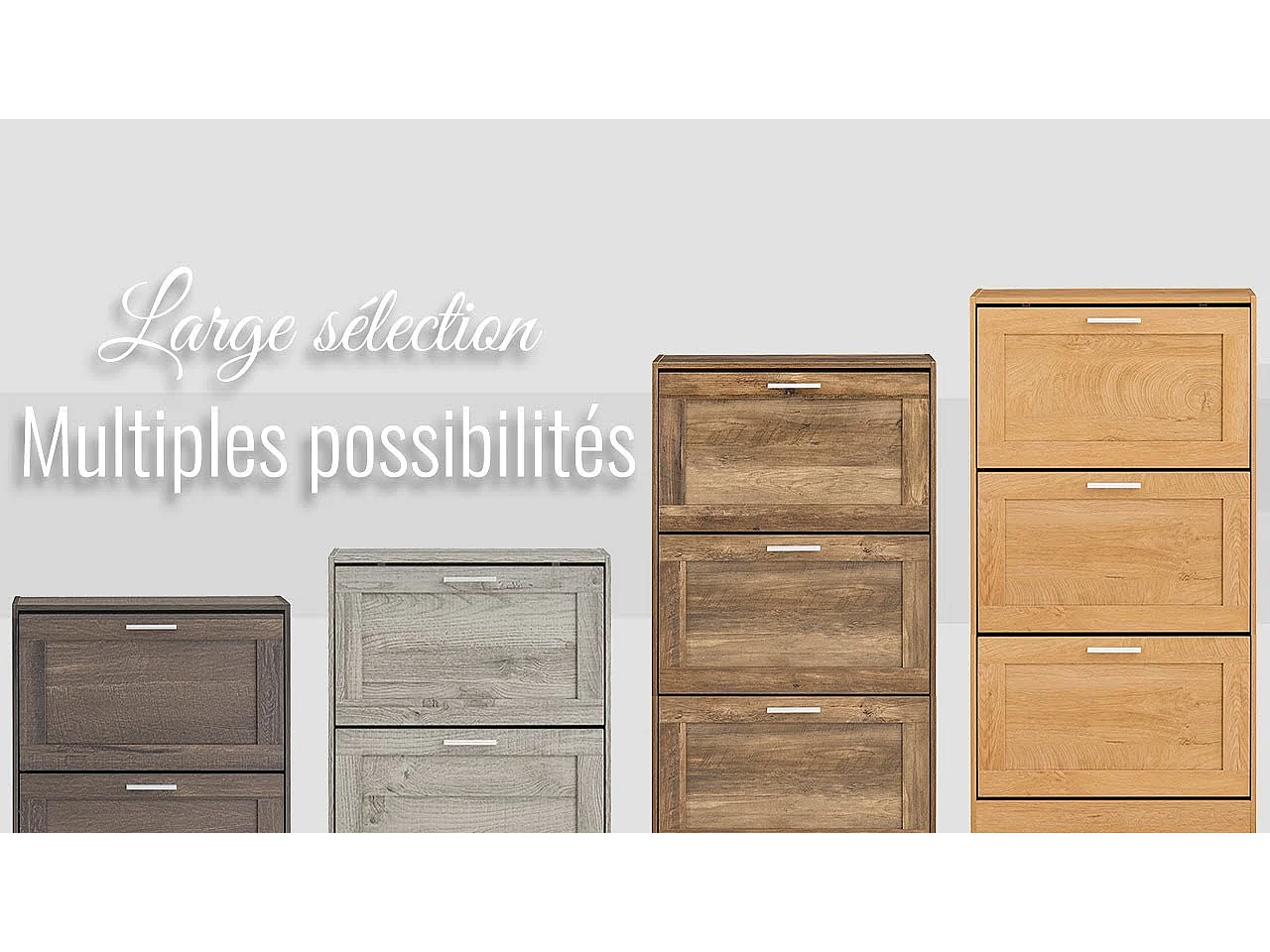 SoBuy FSR137-L-HG Meuble à Chaussures Armoire à Chaussures Commode à Chaussures Meuble d'entrée avec 3 Abattants pour Entrée Couloir