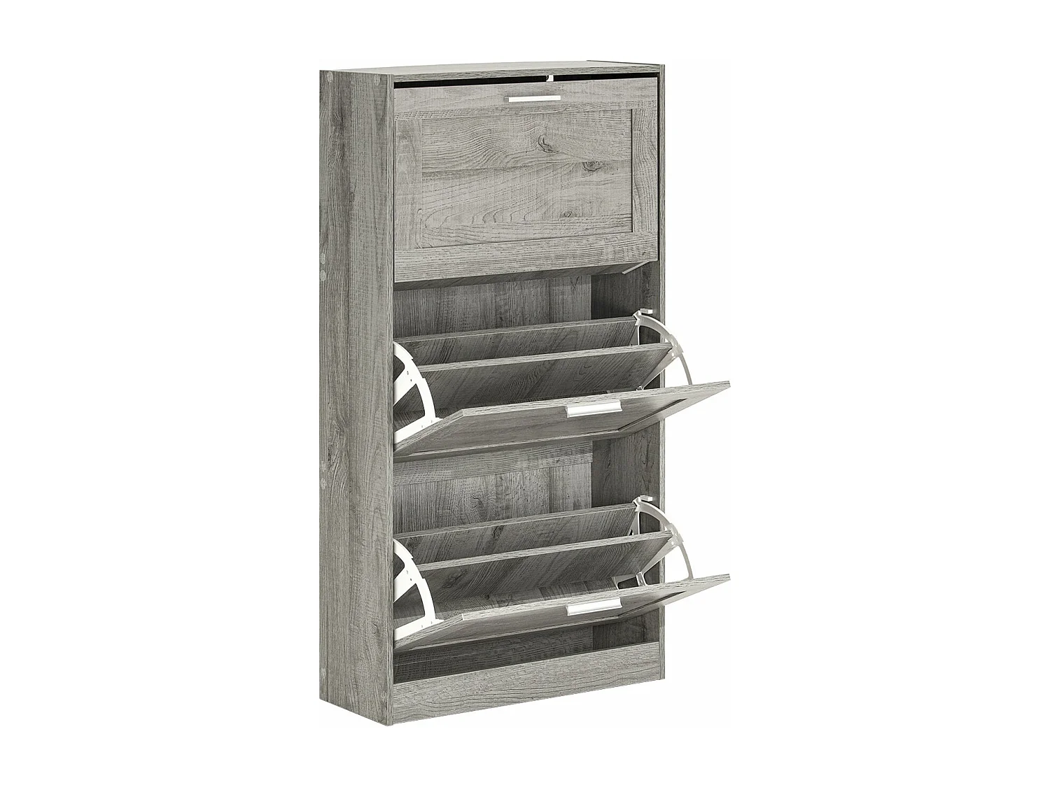 SoBuy FSR137-L-HG Meuble à Chaussures Armoire à Chaussures Commode à Chaussures Meuble d'entrée avec 3 Abattants pour Entrée Couloir