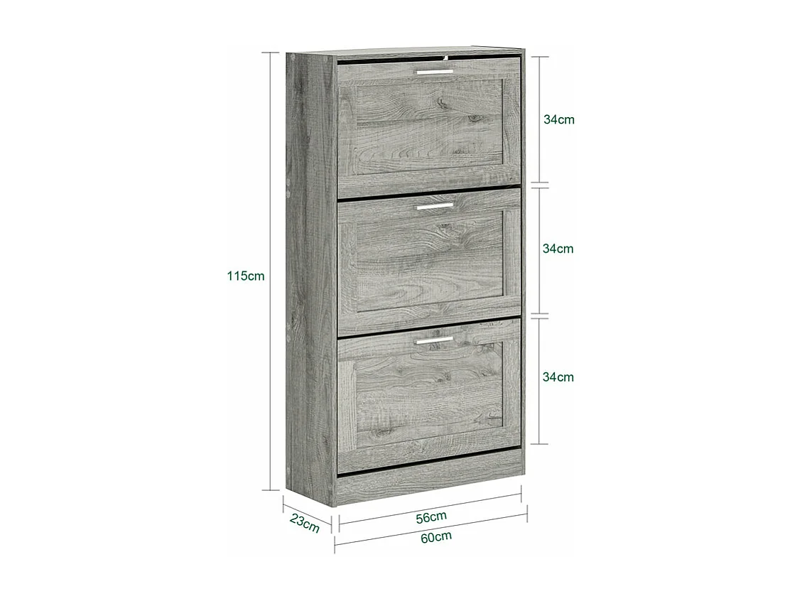 SoBuy FSR137-L-HG Meuble à Chaussures Armoire à Chaussures Commode à Chaussures Meuble d'entrée avec 3 Abattants pour Entrée Couloir