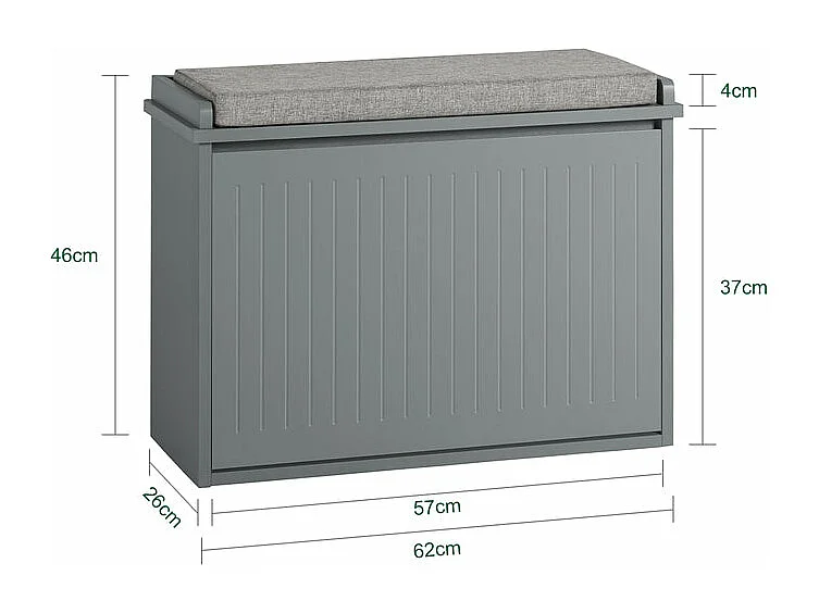 SoBuy Scarpiera con patta e cuscino per scarpe, 62x46x26 cm colore grigio FSR98-HG