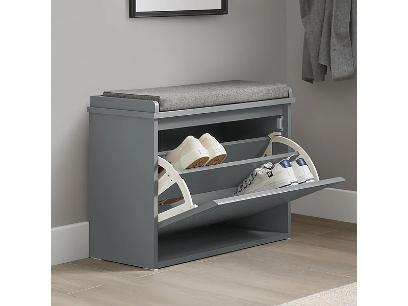 SoBuy Scarpiera con patta e cuscino per scarpe, 62x46x26 cm colore grigio FSR98-HG