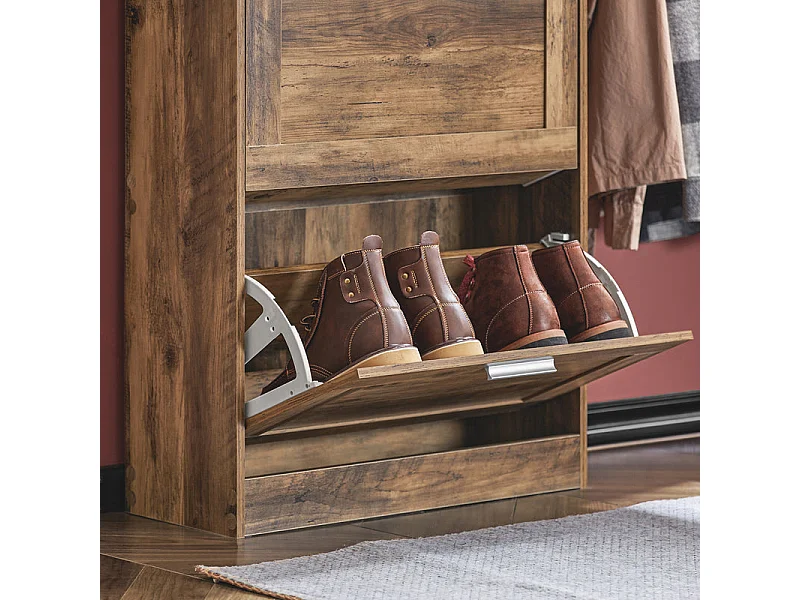 SoBuy FSR137-L-F Meuble à Chaussures Armoire à Chaussures Meuble d'entrée, Meuble de Rangement à Chaussures avec 3 Abattants pour Entrée Couloir