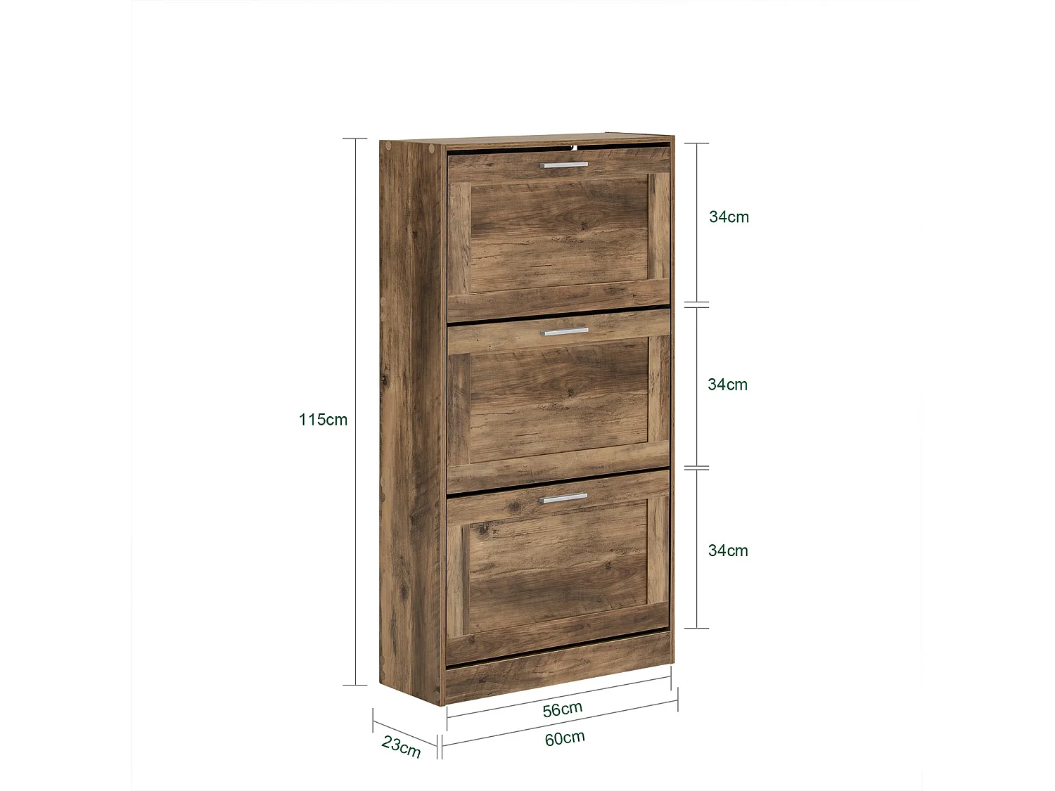 SoBuy FSR137-L-F Meuble à Chaussures Armoire à Chaussures Meuble d'entrée, Meuble de Rangement à Chaussures avec 3 Abattants pour Entrée Couloir