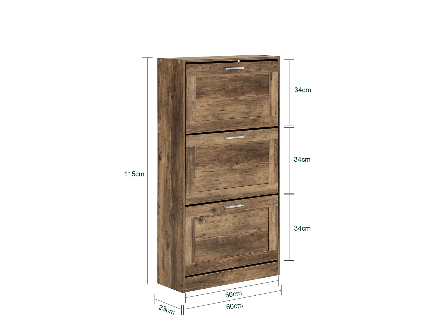 SoBuy FSR137-L-F Meuble à Chaussures Armoire à Chaussures Meuble d'entrée, Meuble de Rangement à Chaussures avec 3 Abattants pour Entrée Couloir