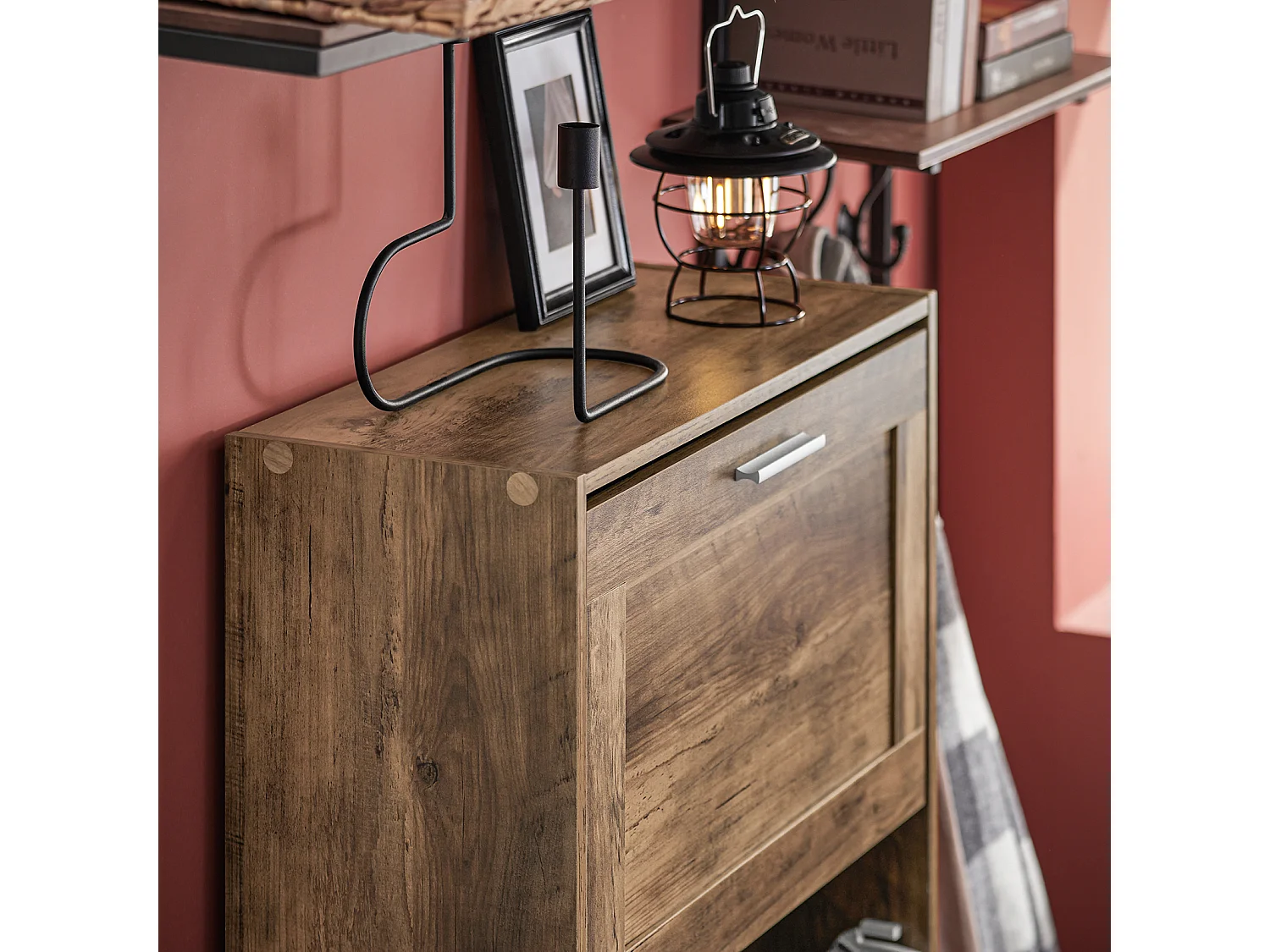 SoBuy FSR137-L-F Meuble à Chaussures Armoire à Chaussures Meuble d'entrée, Meuble de Rangement à Chaussures avec 3 Abattants pour Entrée Couloir