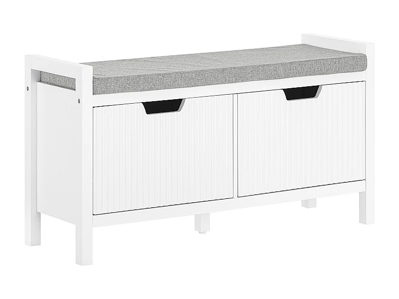 SoBuy FSR146-W Banc à Chaussures, Banc d’Entrée, Banc de Couloir, Meuble de Rangement pour Entrée avec Coussin Rembourré et 2 Portes