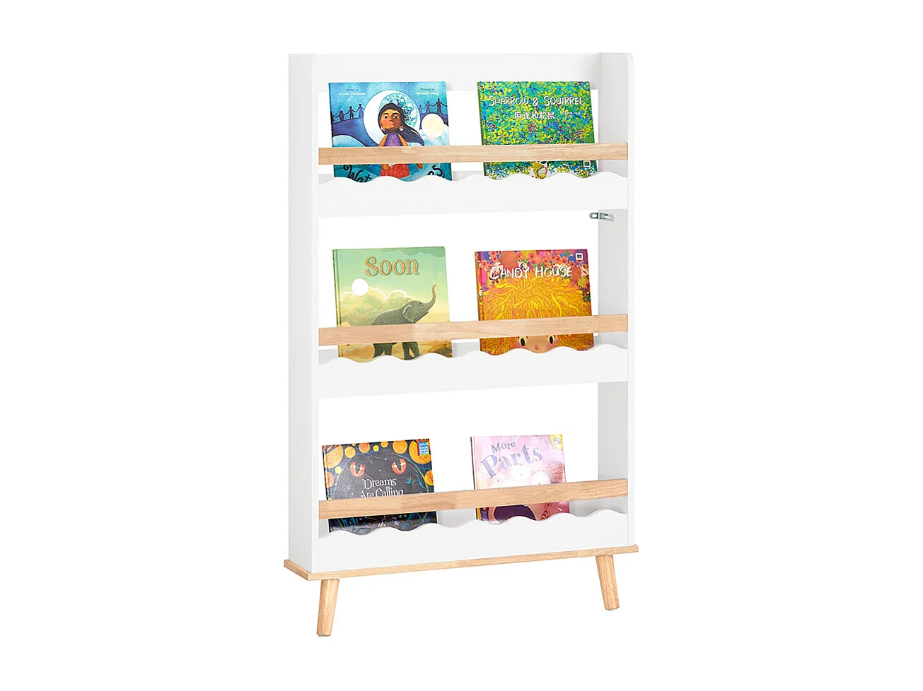 SoBuy Bibliothèque Murale, Étagère à Livres à 3 Niveaux, Étagère de Rangement pour Ranger des Livres pour Chambre d'enfants, Salle de Jeux, 75x15x120 cm, KMB77-W