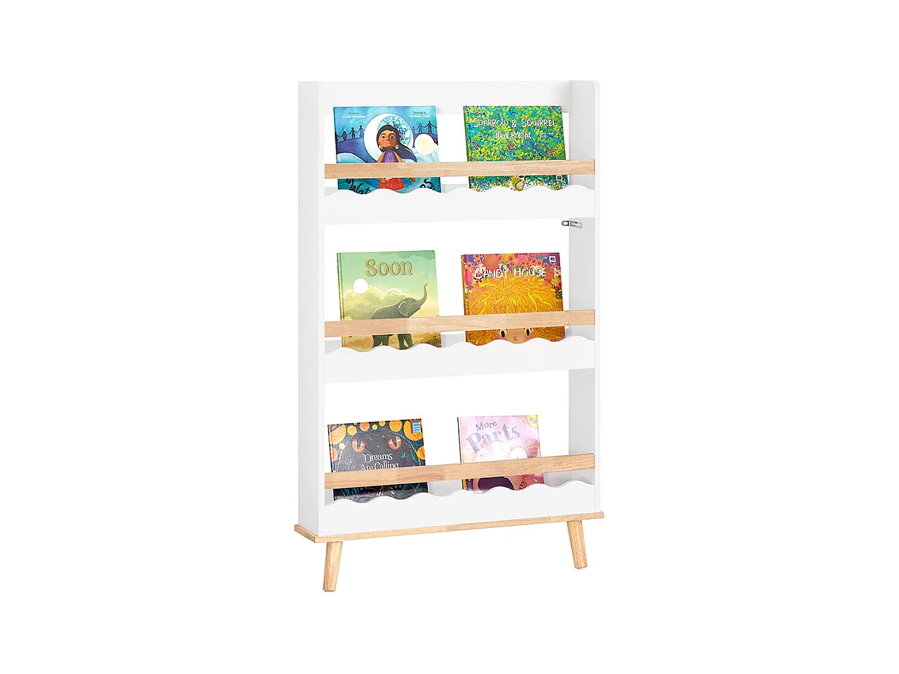 SoBuy Bibliothèque Murale, Étagère à Livres à 3 Niveaux, Étagère de Rangement pour Ranger des Livres pour Chambre d'enfants, Salle de Jeux, 75x15x120 cm, KMB77-W