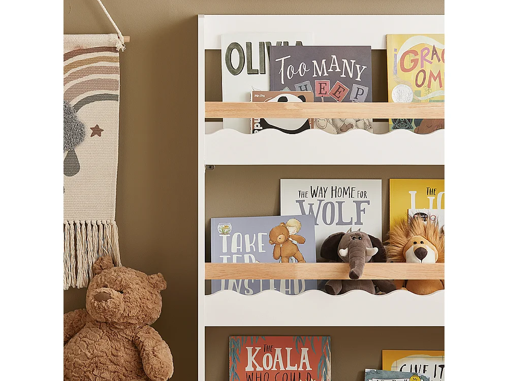 SoBuy Bibliothèque Murale, Étagère à Livres à 3 Niveaux, Étagère de Rangement pour Ranger des Livres pour Chambre d'enfants, Salle de Jeux, 75x15x120 cm, KMB77-W