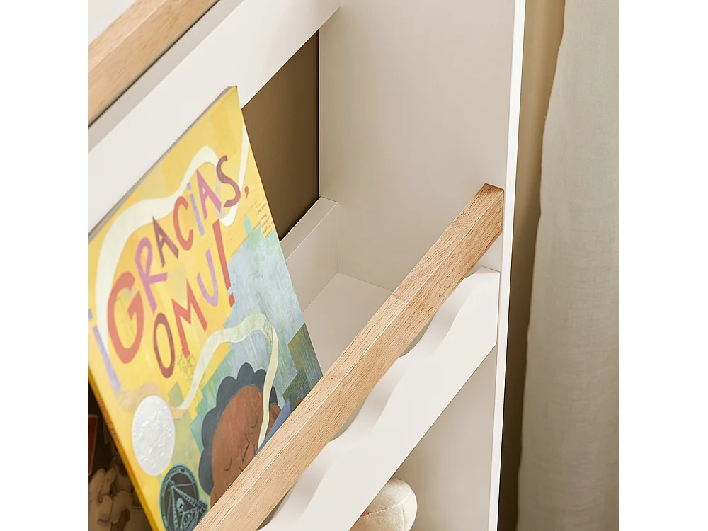 SoBuy Bibliothèque Murale, Étagère à Livres à 3 Niveaux, Étagère de Rangement pour Ranger des Livres pour Chambre d'enfants, Salle de Jeux, 75x15x120 cm, KMB77-W