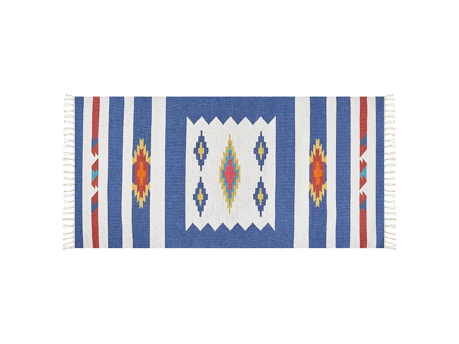 Alfombra kilim de algodón azul/blanco/rojo 80 x 150 cm VARSER