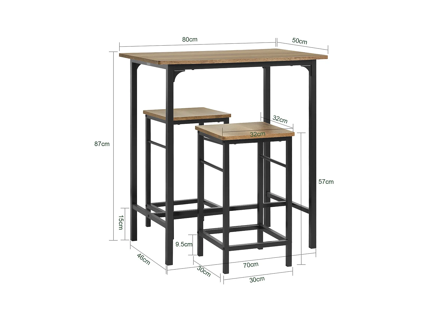Komplet stołowy z 2 stołkami OGT10-PF
