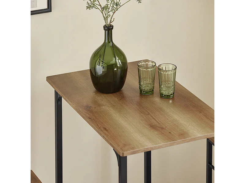 SoBuy Lot Table et 2 Tabourets Ensemble Table de Bar Bistrot + 2 Chaises de Bar avec Repose-Pieds Table Haute Cuisine OGT10-PF