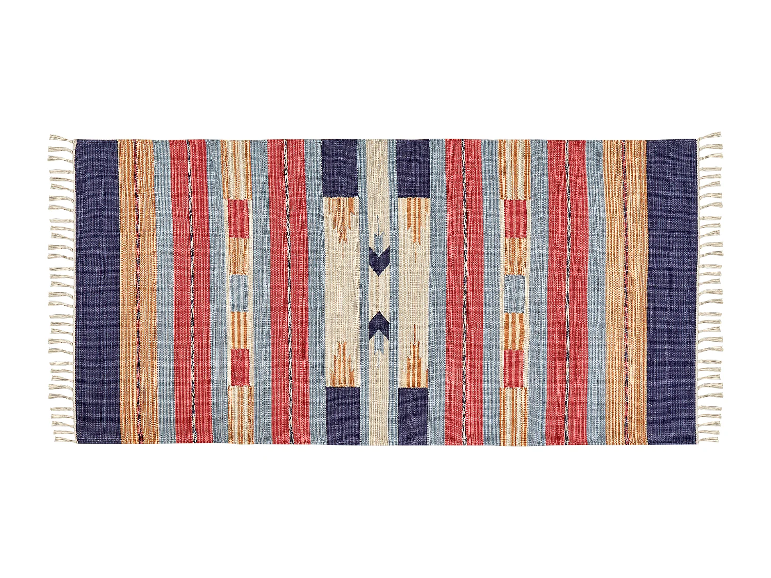 Kelim Teppich Baumwolle mehrfarbig 80 x 150 cm geometrisches Muster Kurzflor GANDZAK