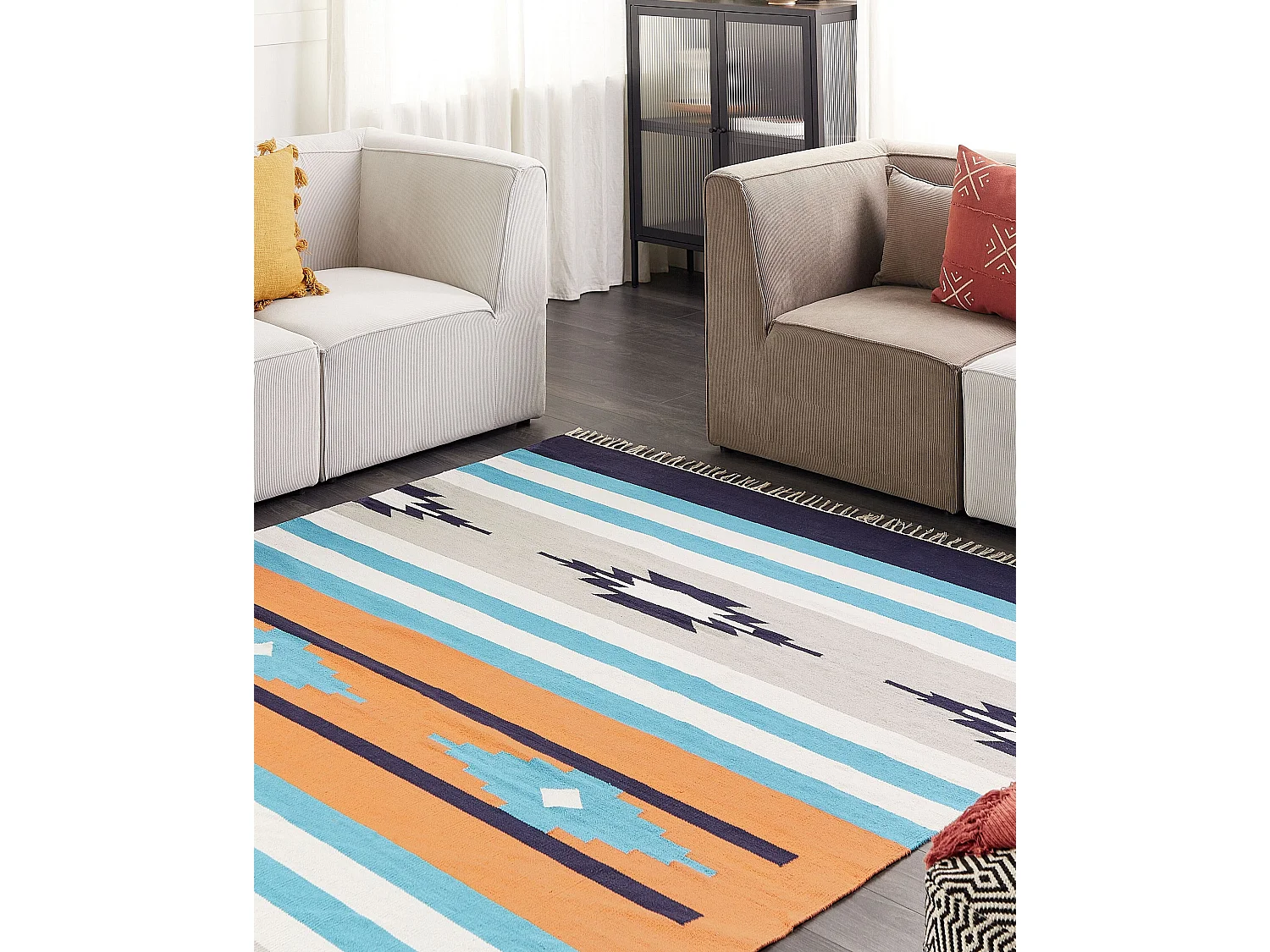 Tapis NORATUS Multicolore 200 x 300 cm Coton Kilim