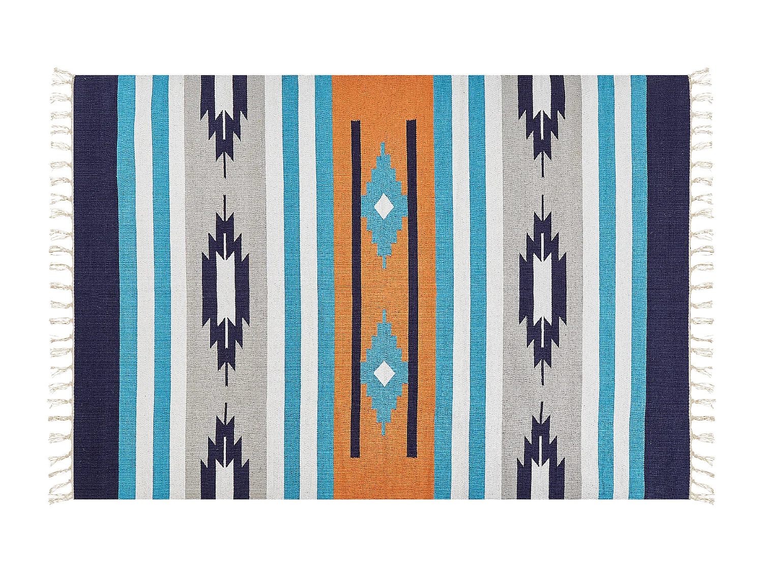 Kelim-Teppich Baumwolle bunt 200x300 cm handgewebt geometrisches Muster Noratus