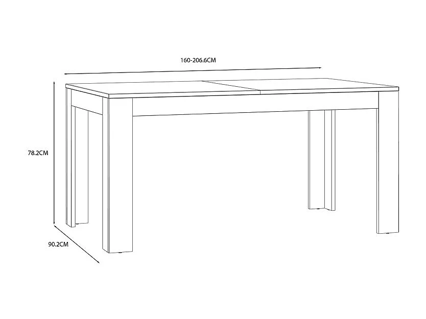 Table repas extensible L160/206 cm décor chêne et gris clair - ANTIBES