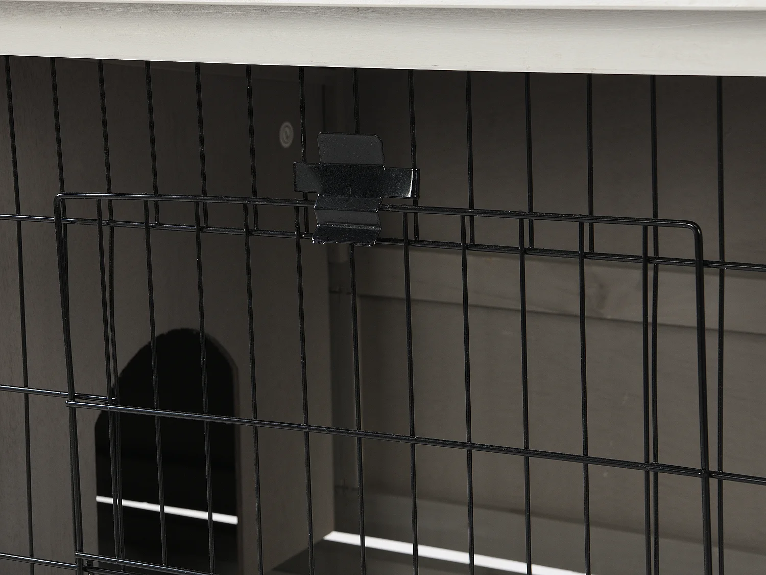 Klatka drewniana na nóżkach dla królików i gryzoni - dł. 91 x szer. 45 x wys. 70 cm - Biały i szary - LAPIUS