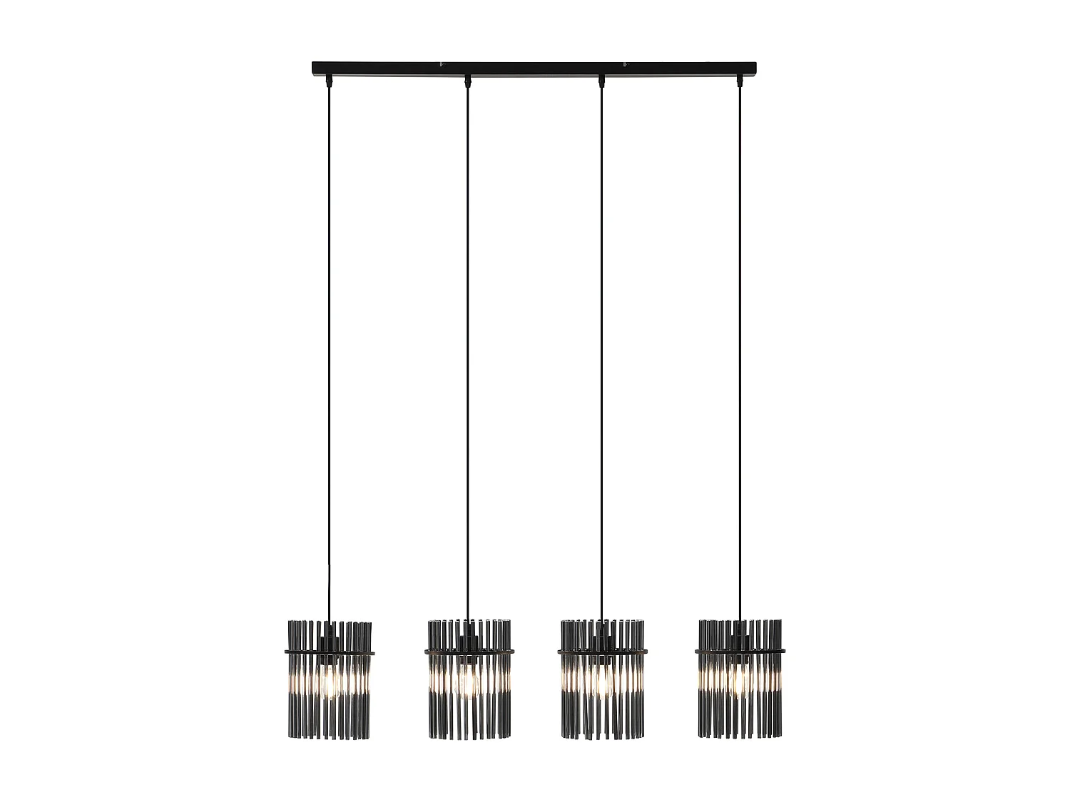 Hängeleuchte - Industrial Style - 4 Lampenschirme - Rauchglas - 110 x 140 cm - Schwarz - DIVO