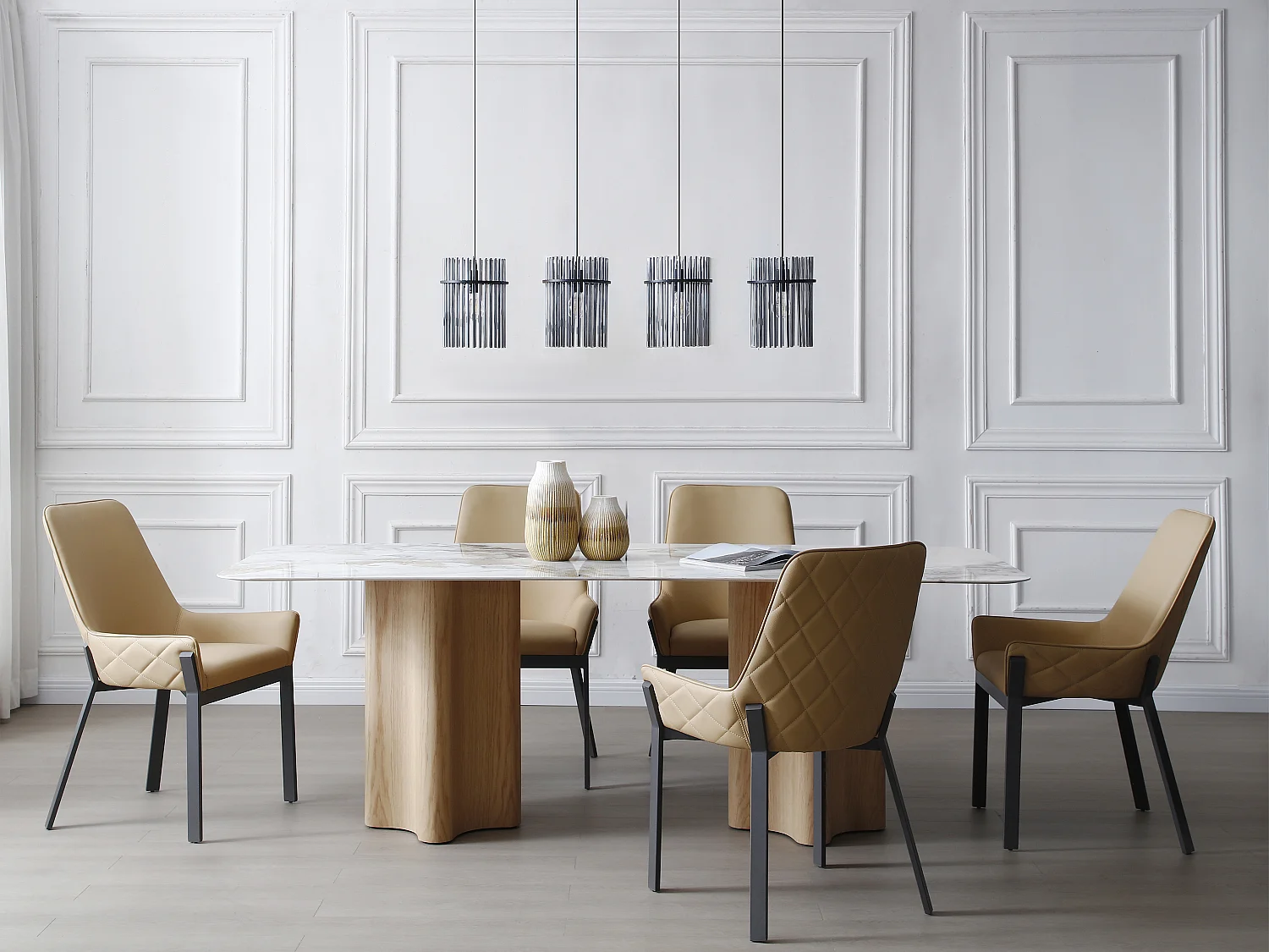 Hängeleuchte - Industrial Style - 4 Lampenschirme - Rauchglas - 110 x 140 cm - Schwarz - DIVO