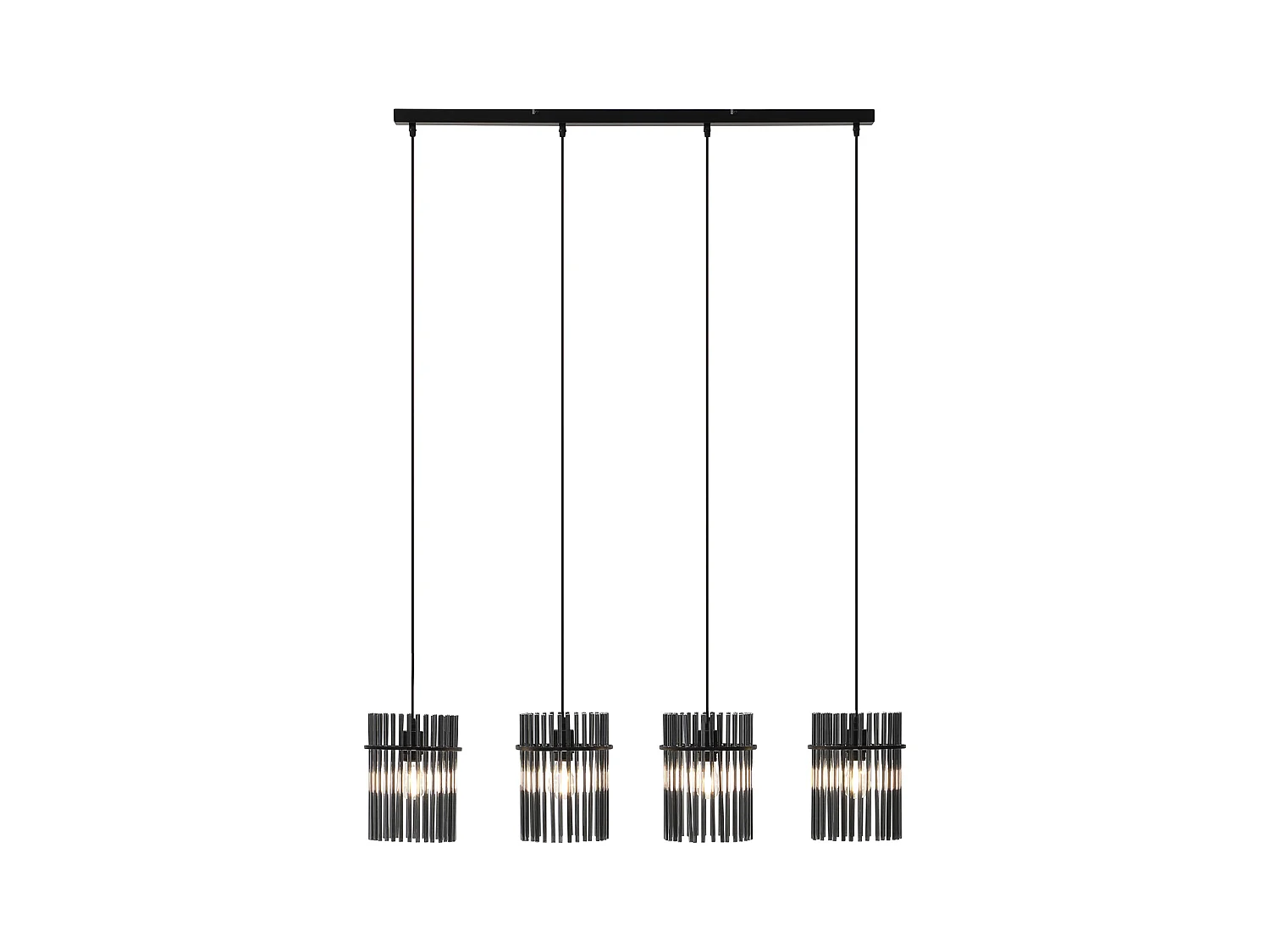 Lámpara industrial - 4 pantallas de vidrio ahumado - L. 110 x Alt. . 140cm - Negro - DIVO