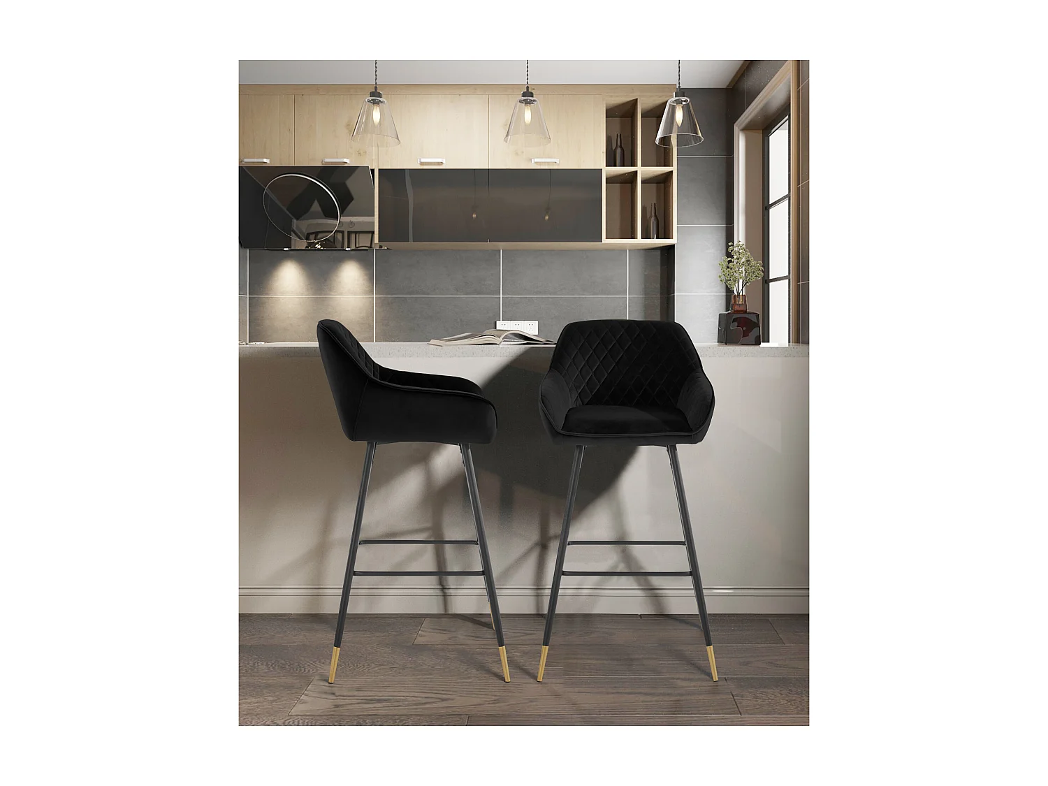 Bianca | Barchair Velvet 1PK Noir