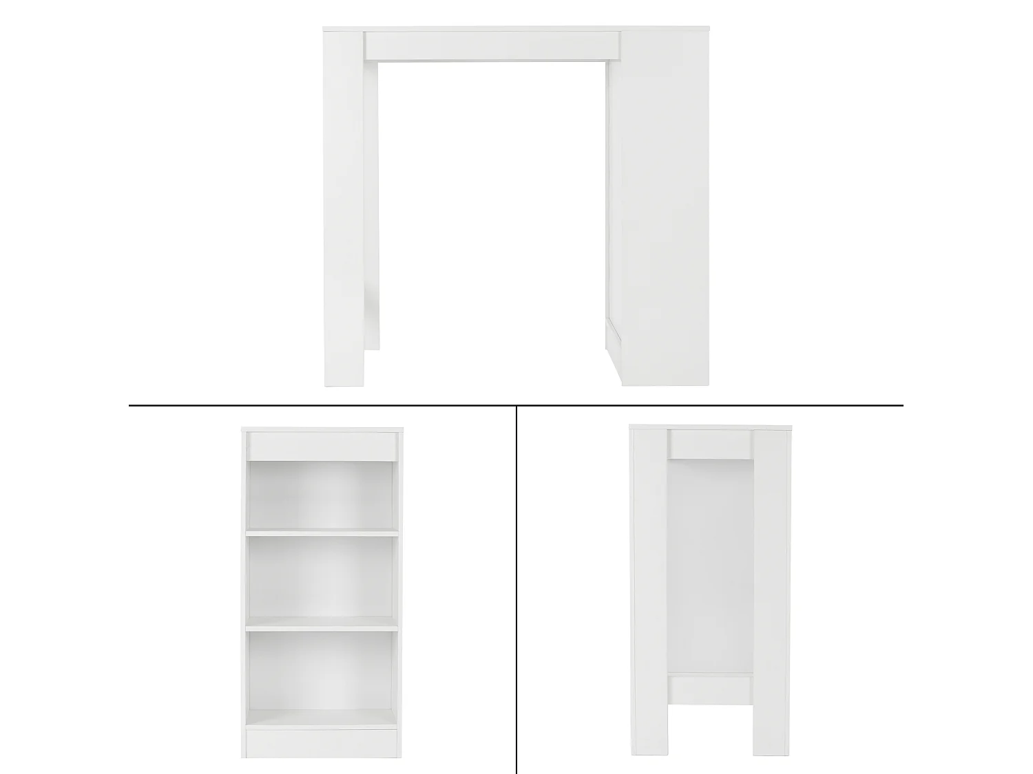 Mueble de barra de bar mostrador con 3 estantes blanco 110x50x103 cm ML-DESIGN