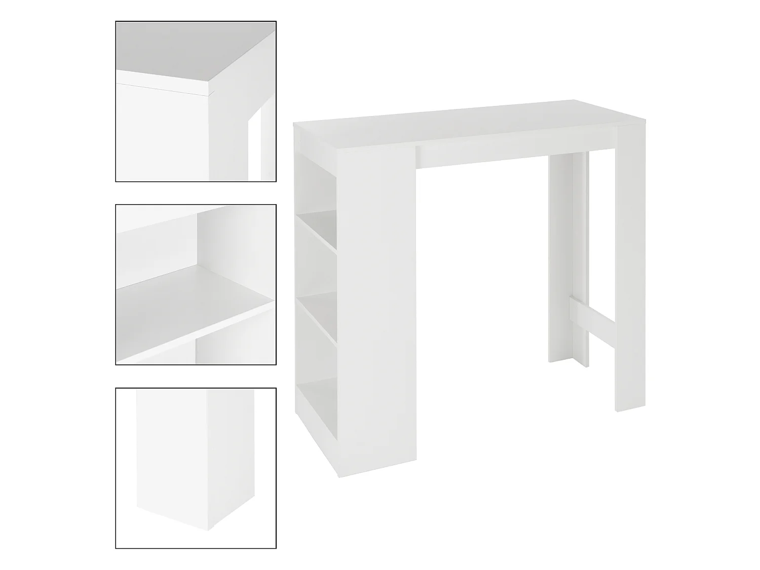 Mueble de barra de bar mostrador con 3 estantes blanco 110x50x103 cm ML-DESIGN